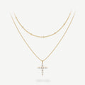 Layered Pavé Cross Necklace Set