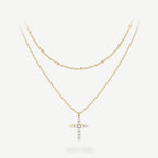 Layered Pavé Cross Necklace Set