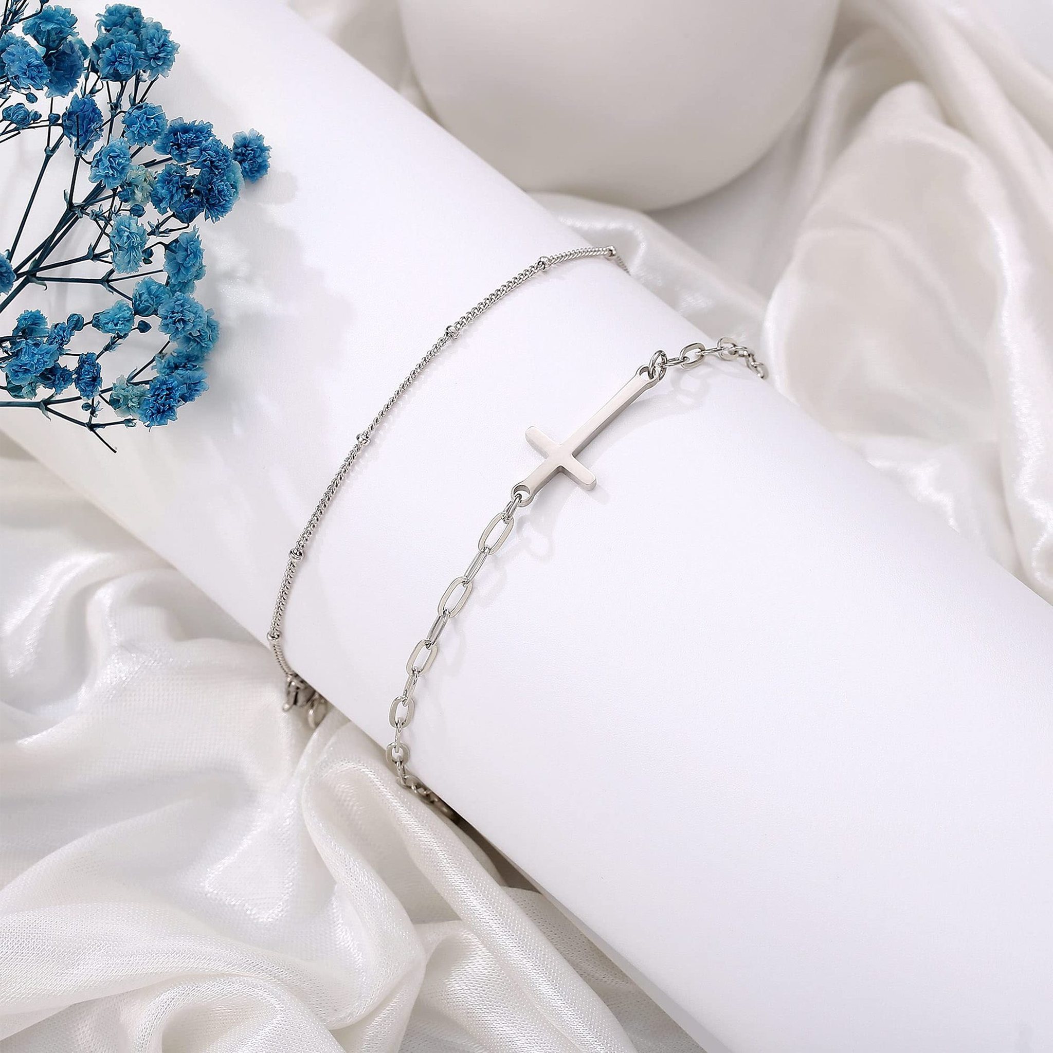 Layered Cross Bracelet Duo