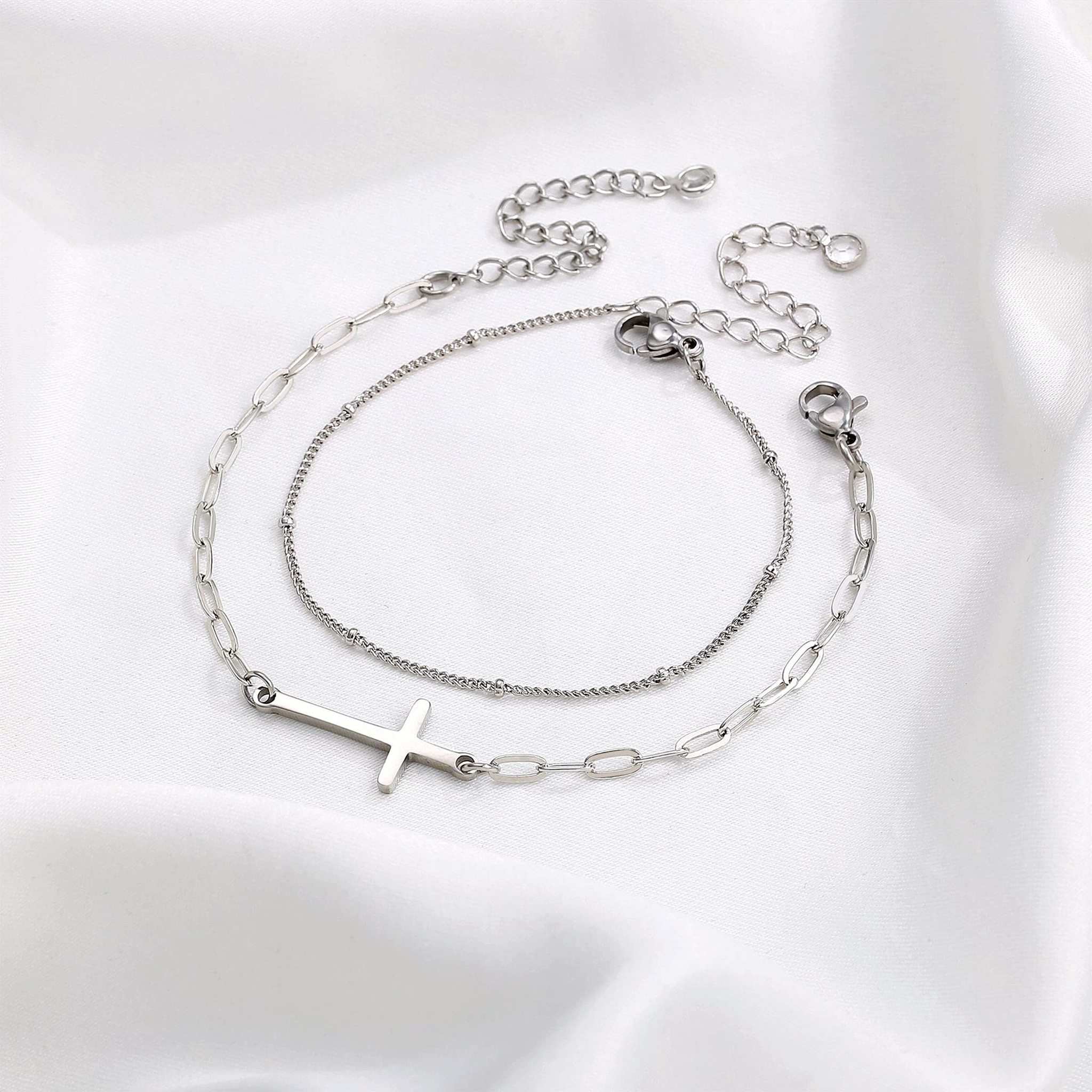 Layered Cross Bracelet Duo