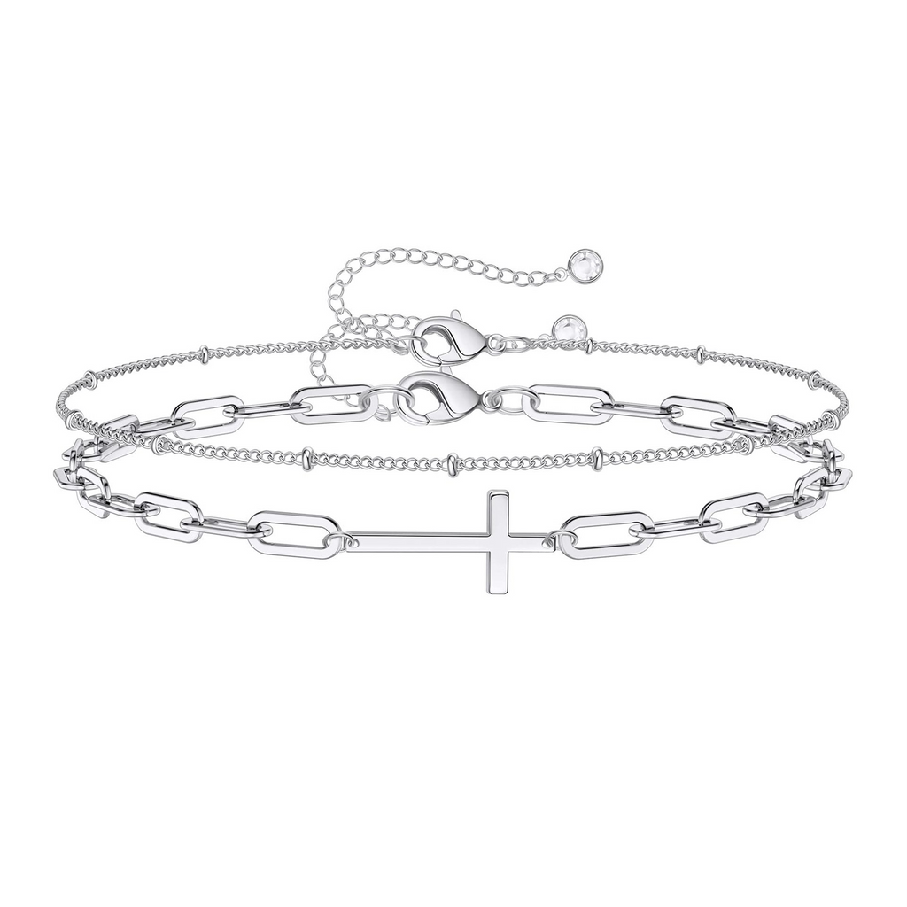 Layered Cross Bracelet Duo