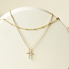 Layered Pavé Cross Necklace Set